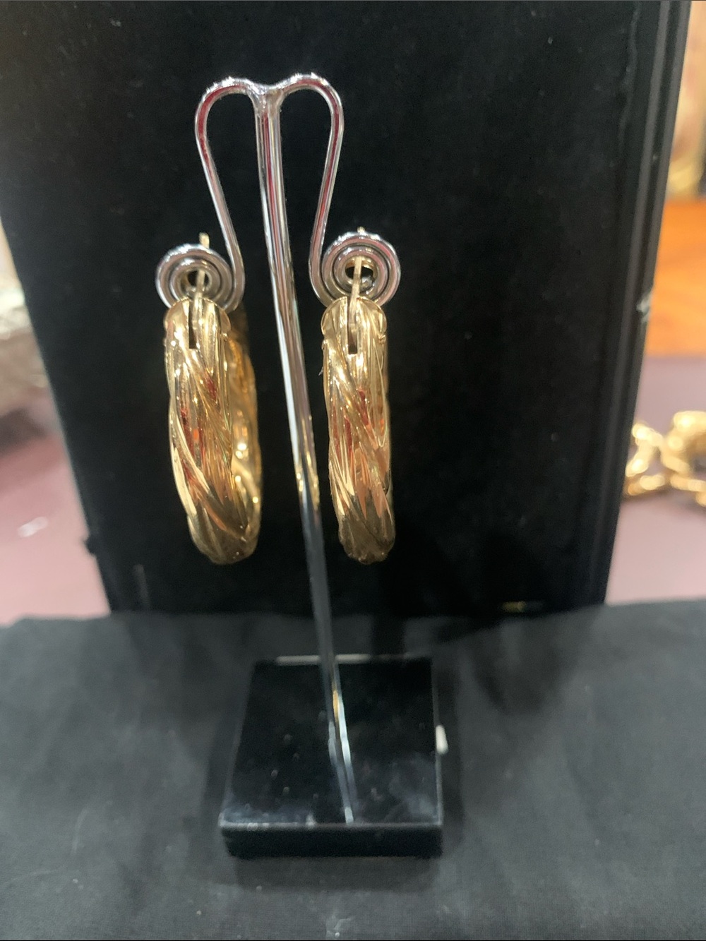 Gold Twisted Hoop Earrings - Women Jewelry